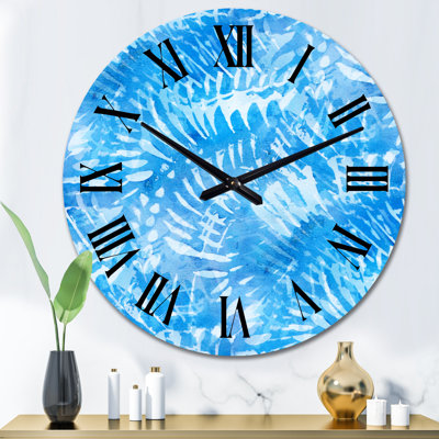 Blue Whirling Snowflakes - Patterned Wall Clock