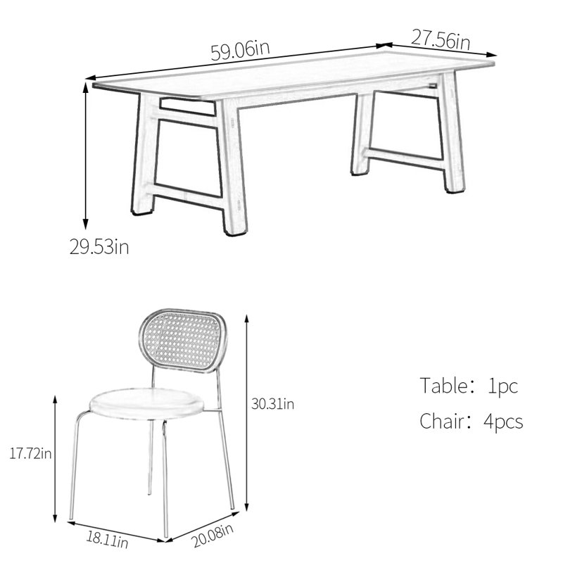 Thickened solid wood dining table set