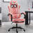 Reclining Ergonomic Faux Leather Swiveling PC & Racing Game Chair with Footrest-92609537-102871746