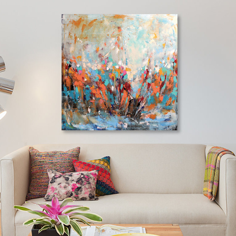 «Abstract Garden», reproduction sur toile, H 12 po x l 12 po x P 1,5 po, Pas de tapis, Toile tendue