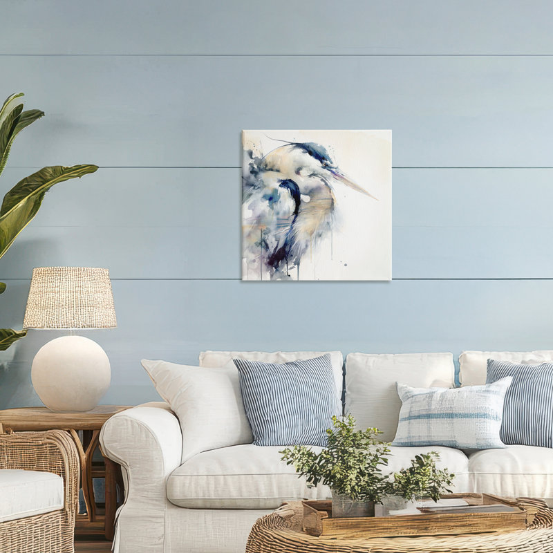«Coastal Serenity Blue Heron», conception par Sally Kaye Barlow / Makaio Design, H 24 po x l 24 po