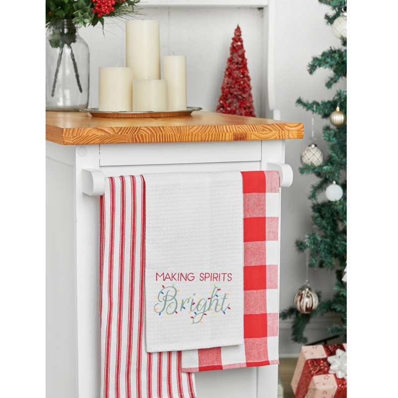Making Spirits Bright Waffle Weave Kitchen Towel