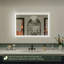 Miroir mural de salle de bain avec lumières à DEL antibuée 3 lumières à intensité variable-1803775030