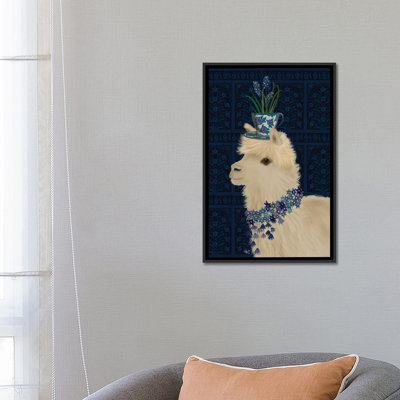 «Llama Teacup and Blue Flowers» par Fab Funky - impression d'art graphique