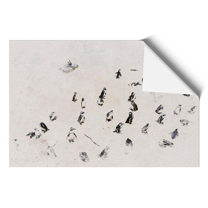 Penguin Beach Watercolour - Frameless Print, 30cm H x 42cm W x 0.1cm D