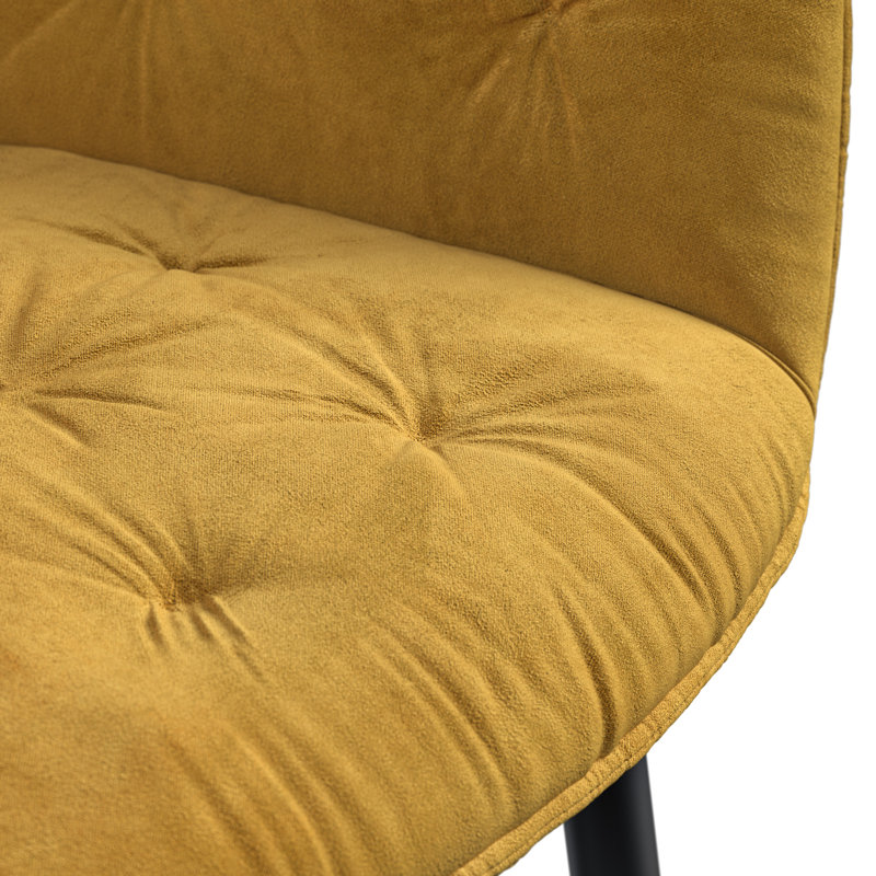 Arlo Black Table Top W Black Legs + Anika Velvet Dining Chair Green Set Of 4, Walnut, Mustard