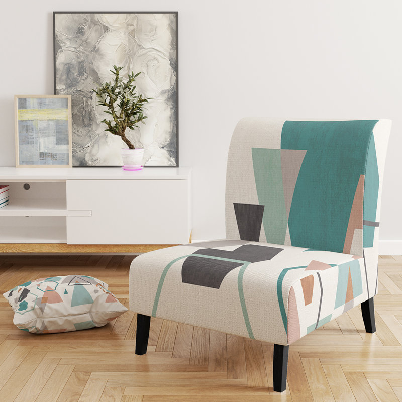 Fauteuil de chambre à motif géométrique Hexagons I, Blanc