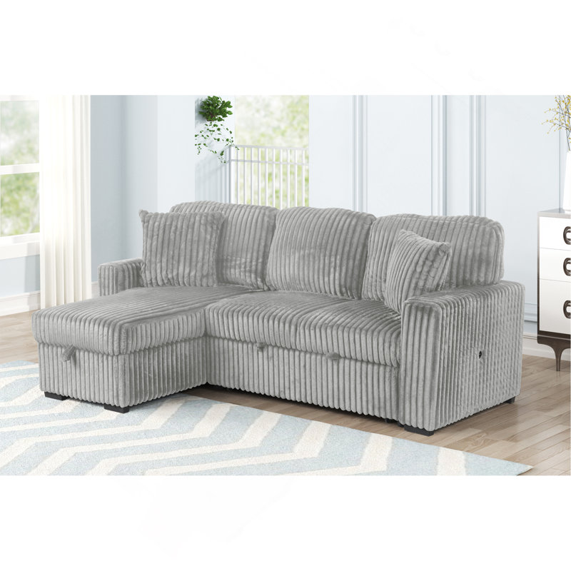 Canapé modulaire moelleux avec canapé-lit en tissu de velours, Gris