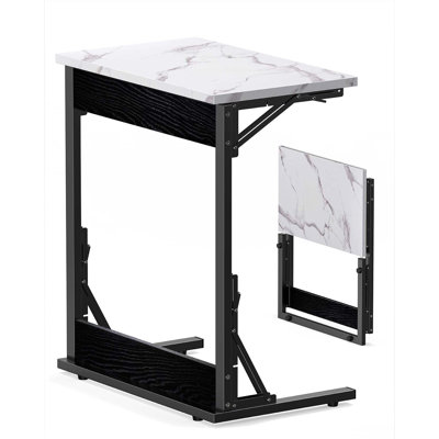 24 "table de plateau pliante pour téléviseur, table de bout en C en marbre pour canapé