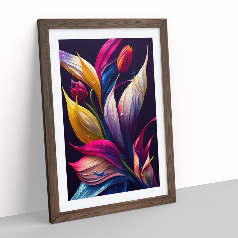 Vibrant Flowers No.6 - Single Picture Frame Print, Brown Framed, 34cm H x 25cm W x 2cm D