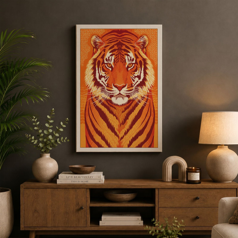 Tiger's Gaze Modern - Wrapped Canvas, 18x12 - 45.7 x 30.5 cm, Sage Border