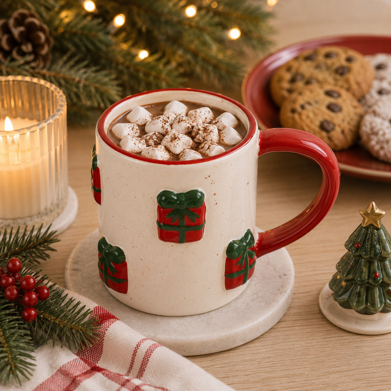 Tasse de Noël avec boîte-cadeau en céramique