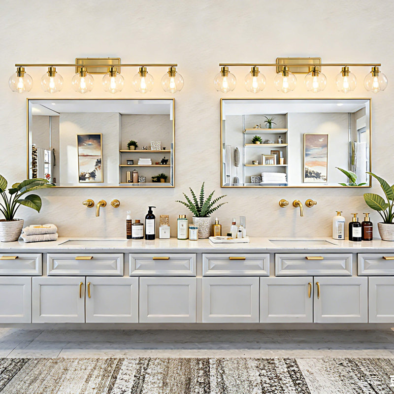 6 - Light Dimmable Bathroom Vanity Light, Gold