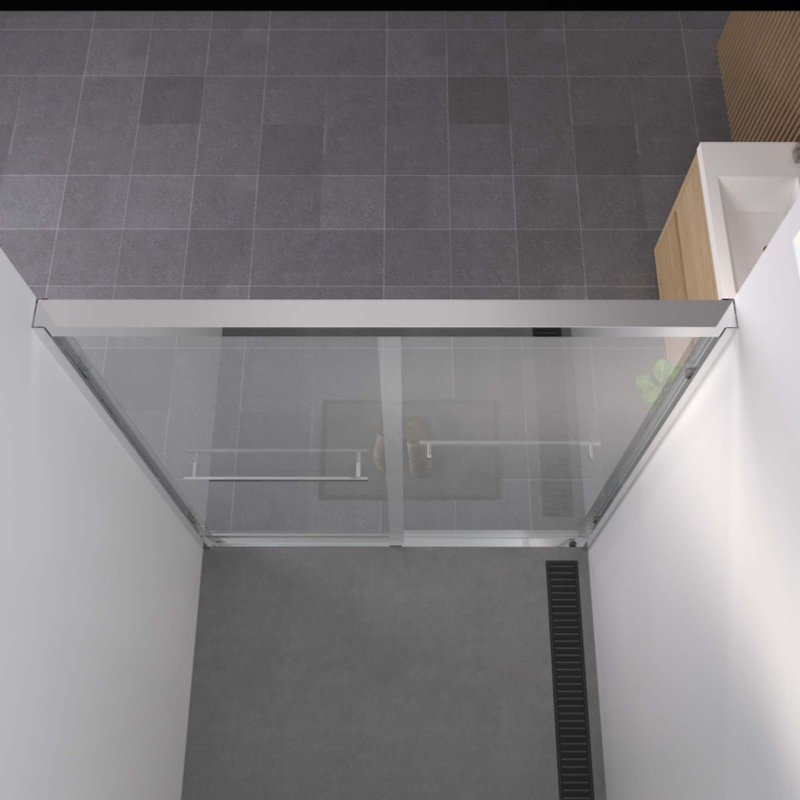 Aluminum Frame Double Sliding Shower Door,Bypass Bathroom Sliding Door With Premium 1/4" (6Mm) Clear Tempered Glass, Hardware Sliding Glass Shower Enclosure