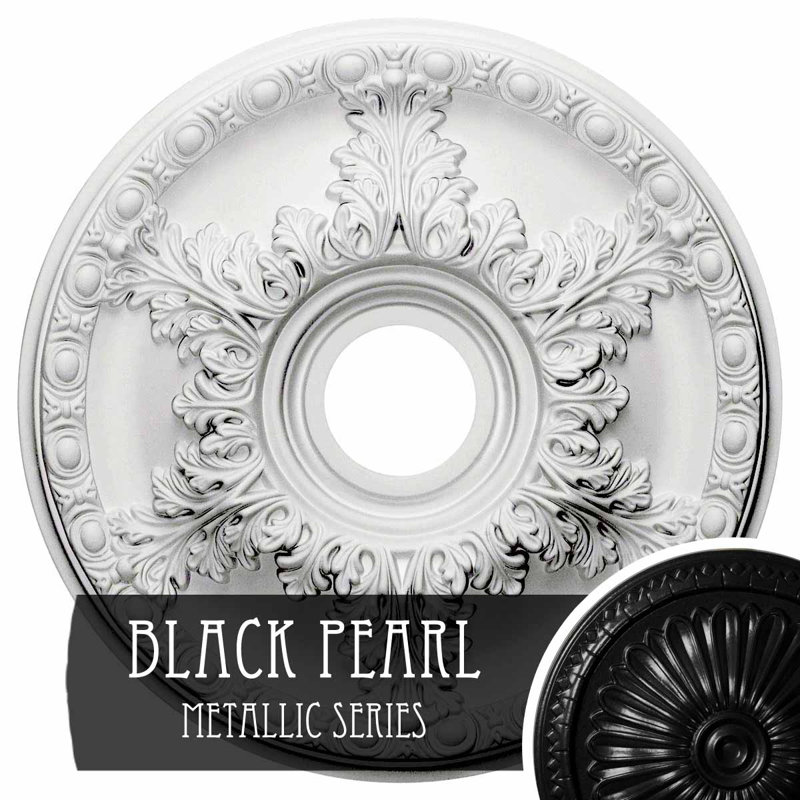 Endurathane Granada Ceiling Medallion, 18"OD x 3 1/2"ID x 2 1/2"P (Fits Canopies up to 6 5/8"), Hand-Painted Black Pearl Finish