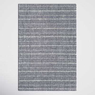 Louisa Striped Handmade Flatweave Charcoal/Ivory Area Rug