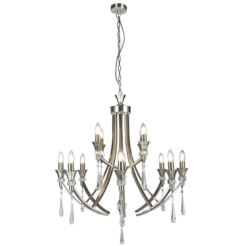 Eddings 12 - Light Candle Style Chandelier, Satin Chrome