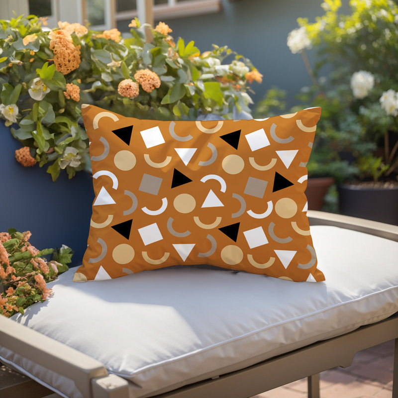 Coussin lombaire réversible intérieur / extérieur Lunko, Rectangle H 14 po x l 20 po, Orange