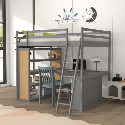 Gjovalin Full Loft Bed with Shelves by Harriet Bee by Harriet Bee