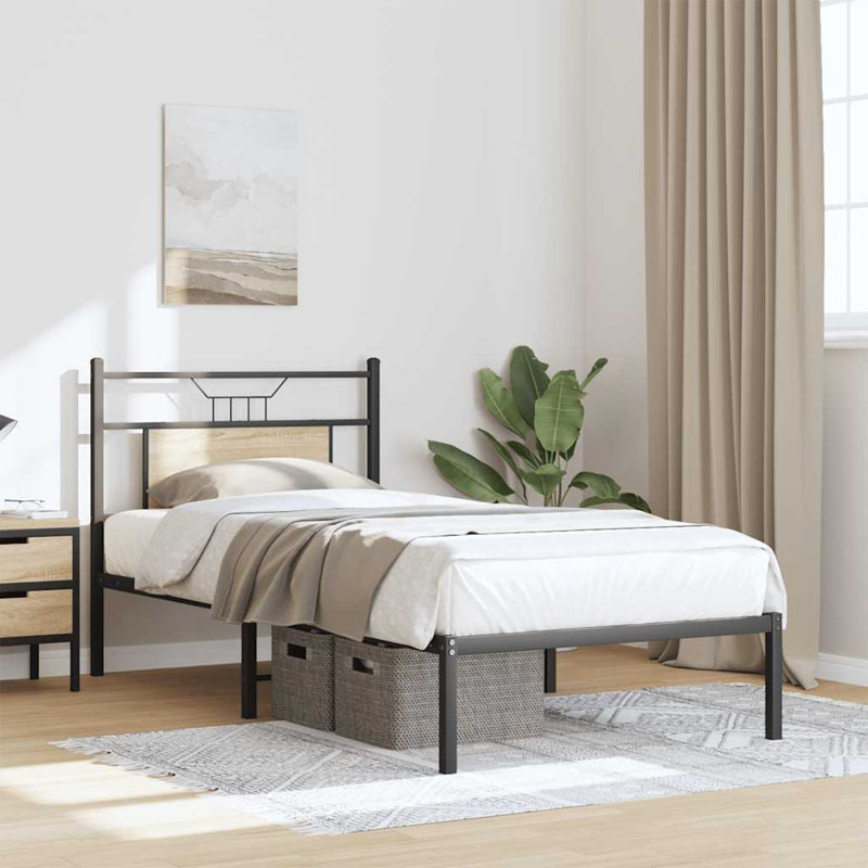 Bed Frame Without Mattress Engineered Wood, Sonoma Oak, Small Single (2'6)
