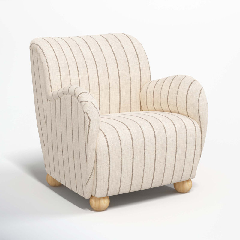 Cowen Polyester Armchair, Fritz Charcoal Stripe