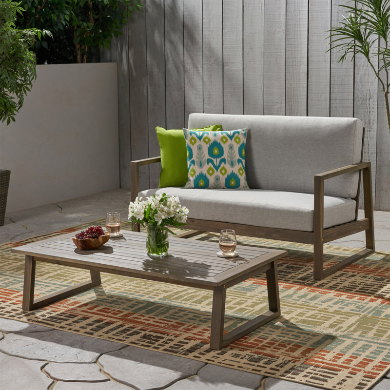 Belgian Loveseat & Coffee Table, Gray, Gray