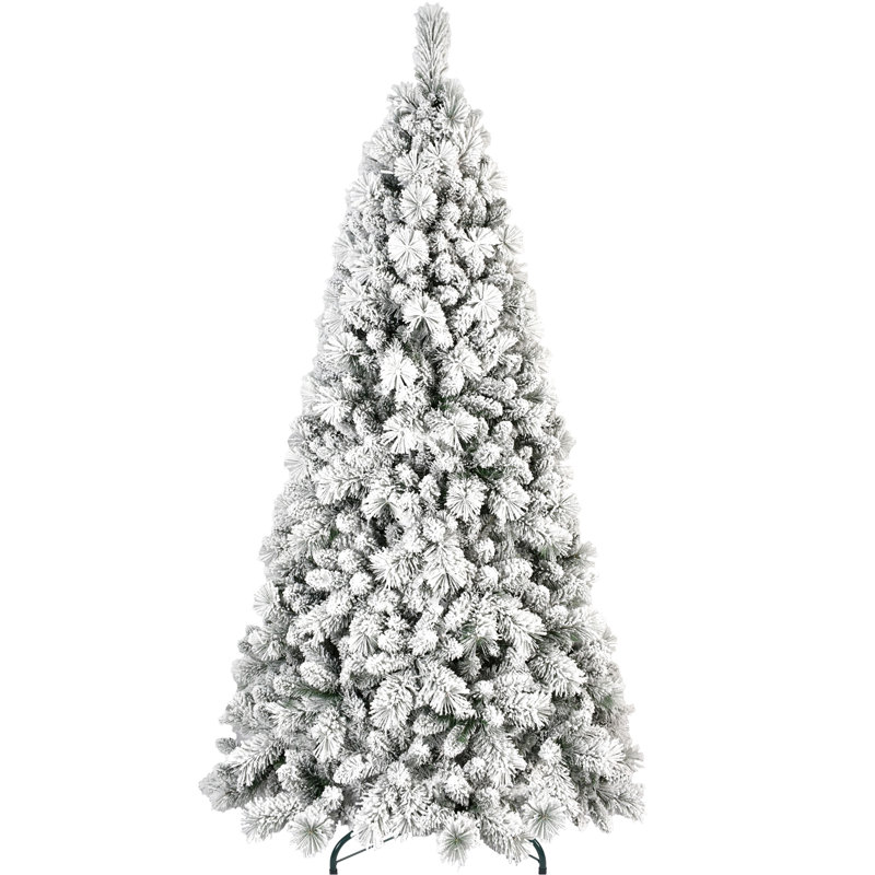 Arbre floqué réaliste de 5 pi avec 518 pointes et branches d'aiguilles dures, cadre à charnières facile à installer pour les galeries d'art, support en métal massif, décorations de Noël pour assembler les bibliothèques d'installation, décoration