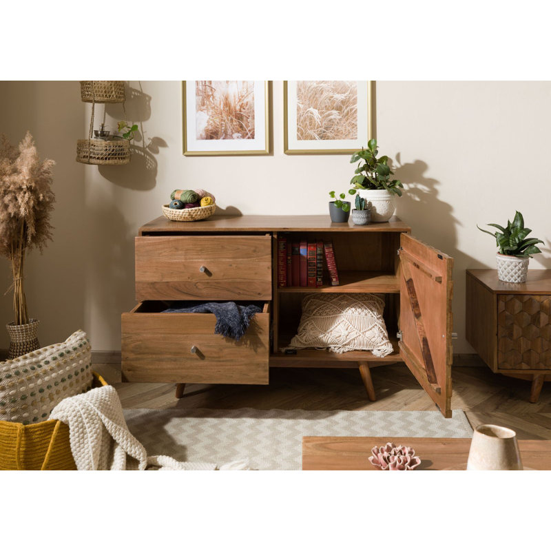 Mosayk 115cm Solid Wood Sideboard