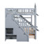 Lit superposé de style gris avec glissade, 2 tiroirs, 3 tablettes et, idéal pour la décoration de chambre à coucher en bois de pin, conception stable-130164578