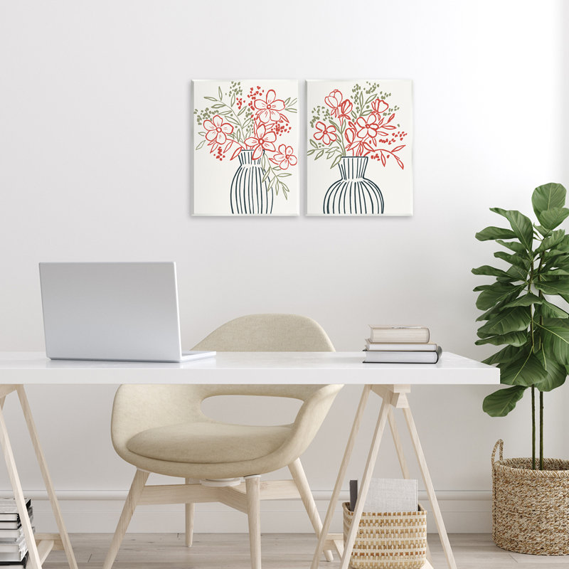 Ensemble de 2 plaques murales Botanical Outline Simplicity, design par Aria K.