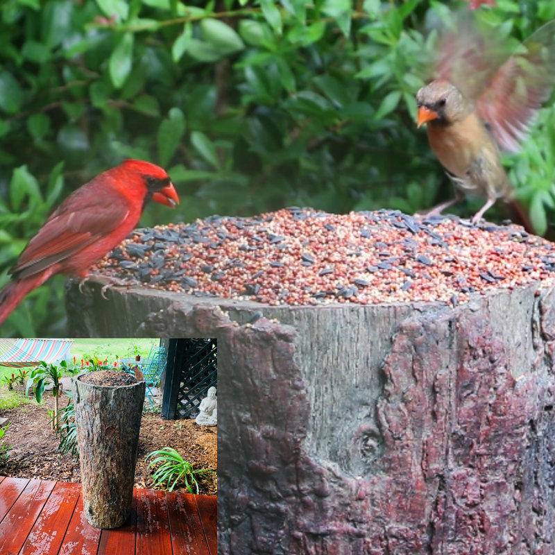 Stone Freestanding Decorative Bird Feeder