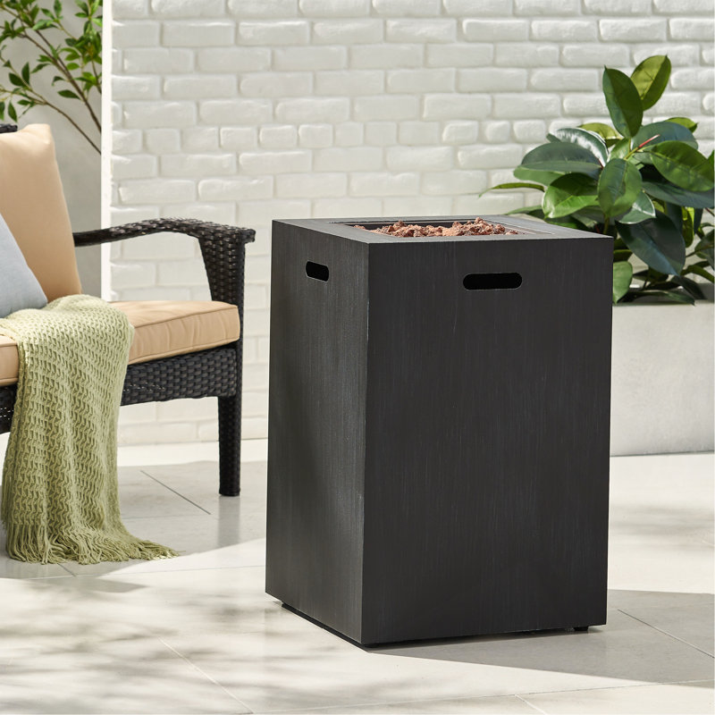 Foyer d'extérieur 19,5 "au propane 30 000 BTU, réservoir à l'intérieur, noir brossé