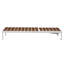 Chaise longue d'extérieur Devan en aluminium avec inclinaison réglable, lames en polyrésine, roulettes, cadre blanc et lames en polyrésine imitation teck-504550107