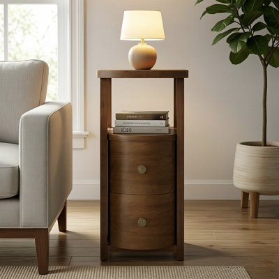 2-drawer Solid Wood End Side Table Set Of 2,  Fully Assembled Bedside Table Nightstand,  Vintage Chic Charm