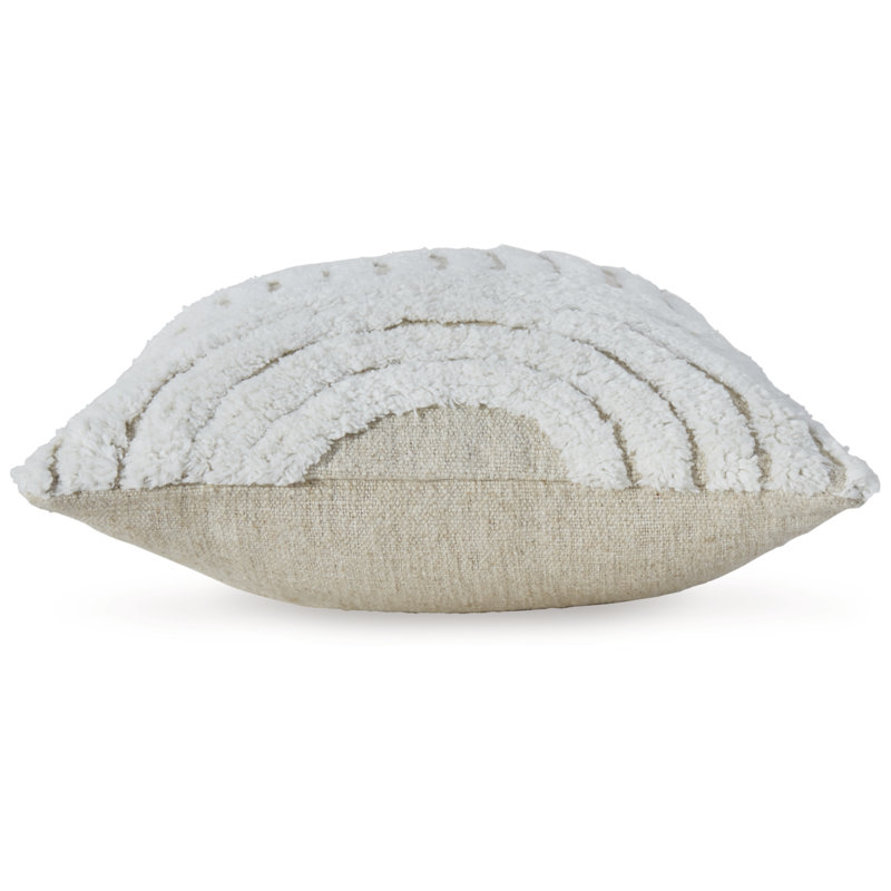 Farissen Rectangular White and Tan Tufted Pillow