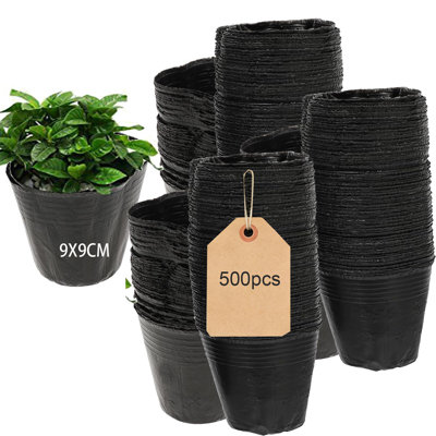 500 Packs 3.5Inch Plastic Nursery Pots with Drainage Holes – 3.5" Diameter x 3.5" Height Seed Starting Containers for Succulents, Flowers, Vegetables, Small Plants, Indoor Outdoor Transplanting Pots