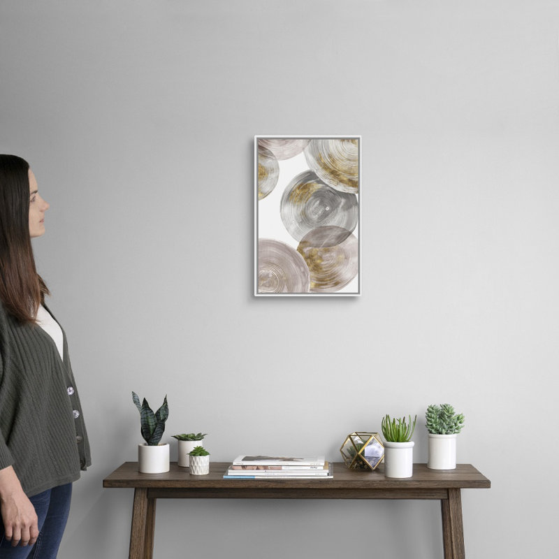 Reproduction d’art sur toile spirales, Cadre blanc, H 20 po x l 14 po x P 1,75 po