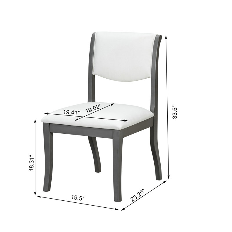 Ensemble de 2 chaises de salle à manger rembourrées, Gris / Blanc