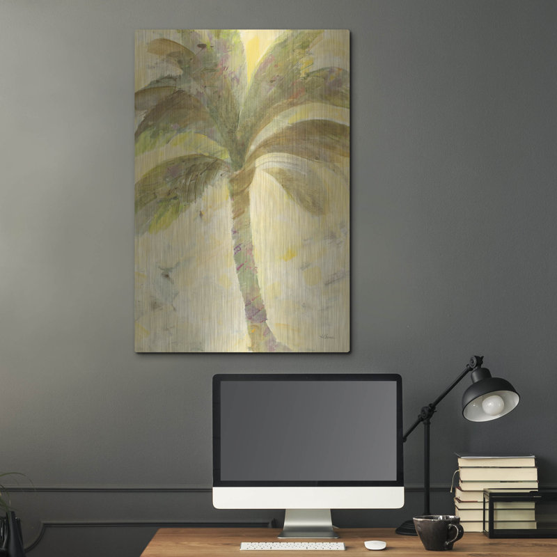 Art mural en métal luxueux «Under the Palm» par Albena Hristova, 24 po x 36 po
