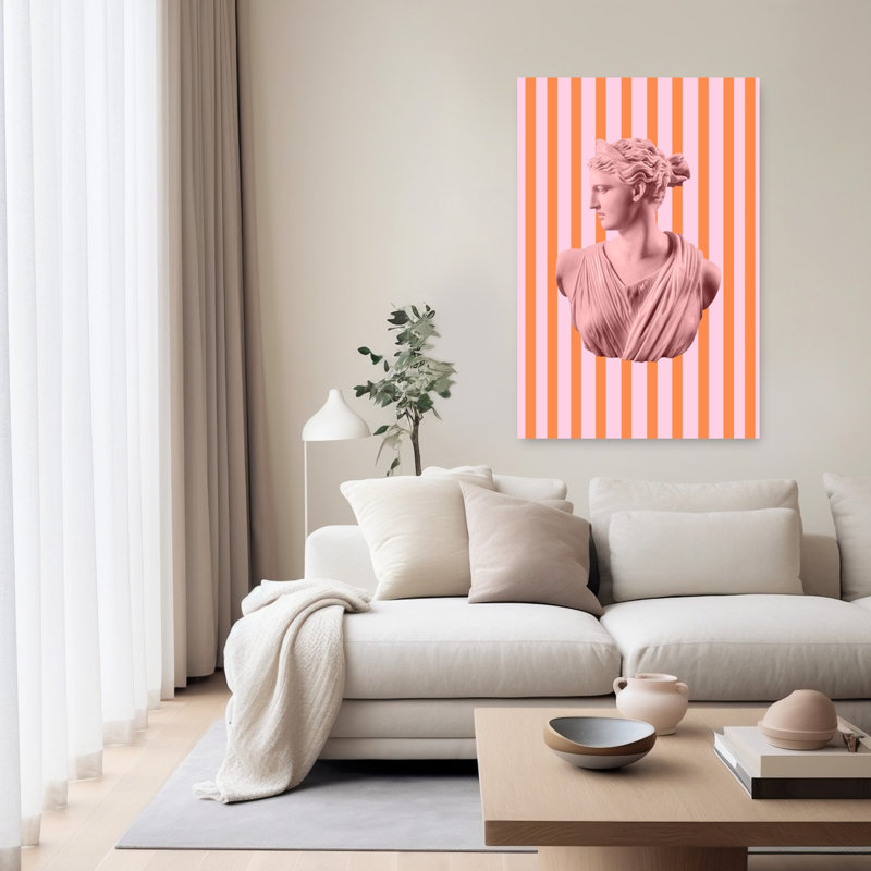 Artemispinkorangestripes Ratio2X3 Abstract Contemporary Architecture Wall Art Print by Talitha McQueen - Wrapped Canvas Print
