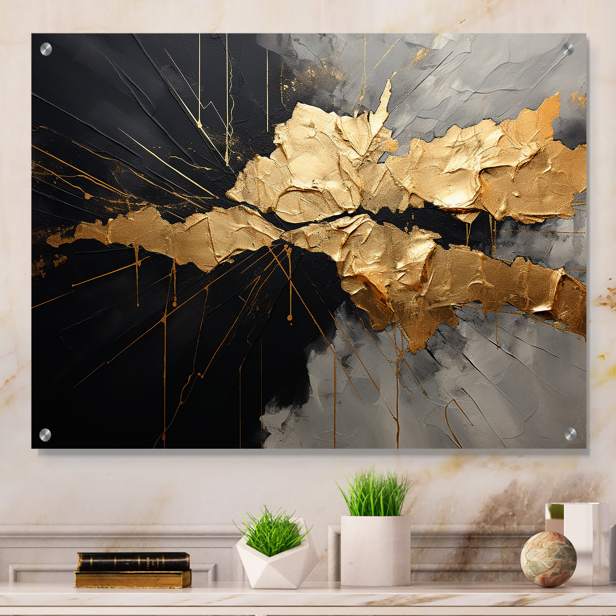 Ivy Bronx Black And Gold Abstract Meditation I - Abstract Painting ...