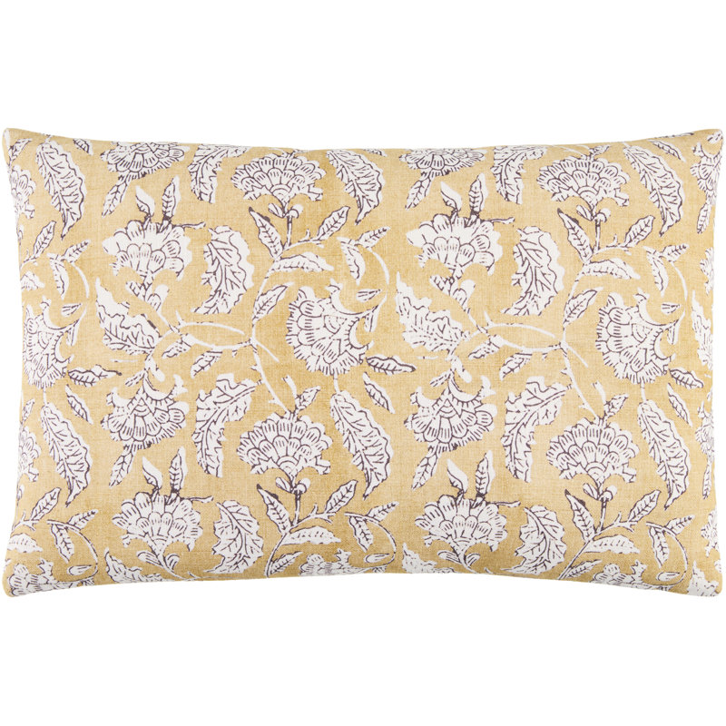 Coussin décoratif Caigan, Bas, Moutarde / Blanc