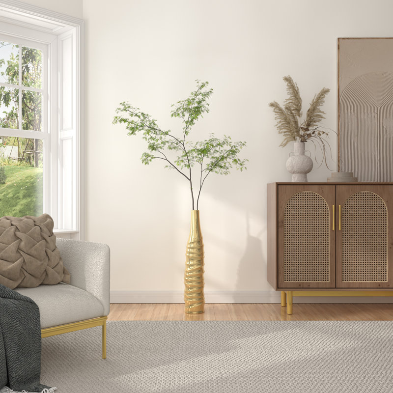 Vase de plancher Aaris, H 24 po x l 5 po x P 5 po, Or pailleté