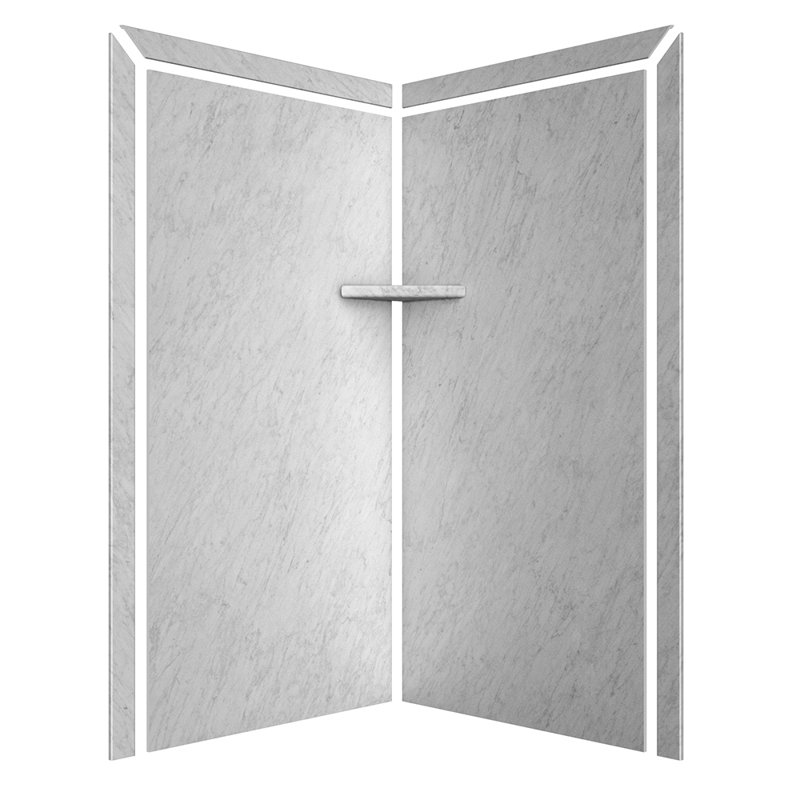 FlexStone Splendor 40"W x 40"D x 80"H Corner Shower Surround in Frost, Frost