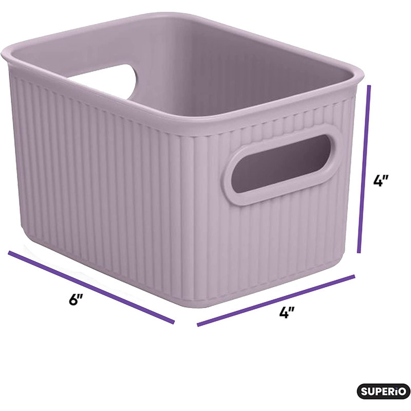 Ensemble de paniers en plastique nervuré, 2, Mauve