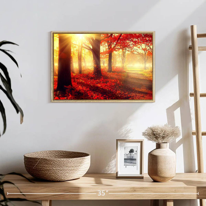 Forêt rouge vif, Cadre flottant en bois naturel, 19 po x 13 po