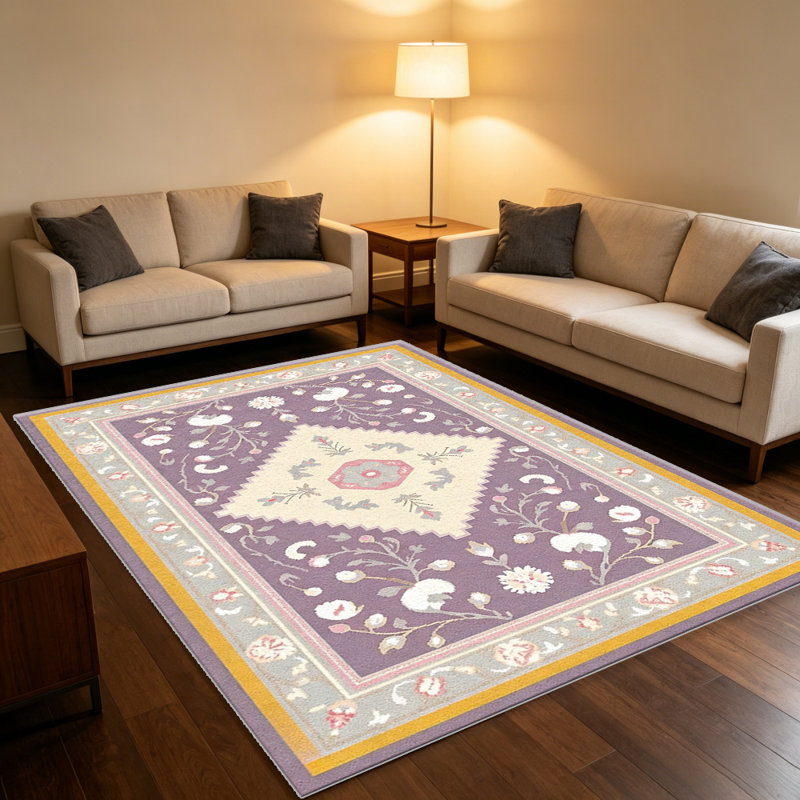Purple Floral Area carpet-easy to clean, machine-washable, soft and comfortable; suitable for door mats, kitchens, living rooms, bedrooms, corridors, and laundry areas. Easy to clean, durable carpet for home decoration.