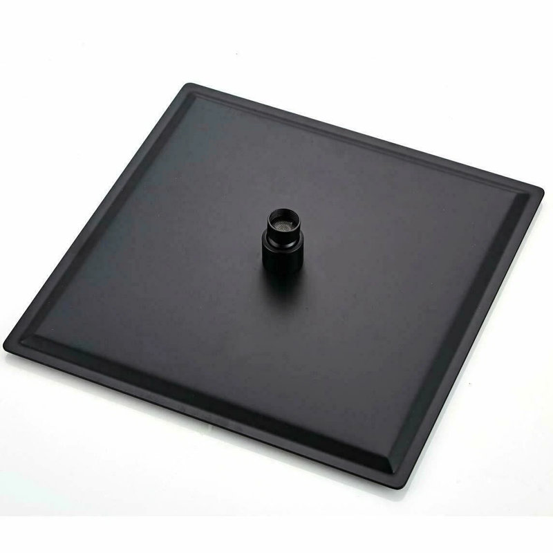 Pommeau de douche à effet pluie noir 16 po haute pression carré en acier inoxydable