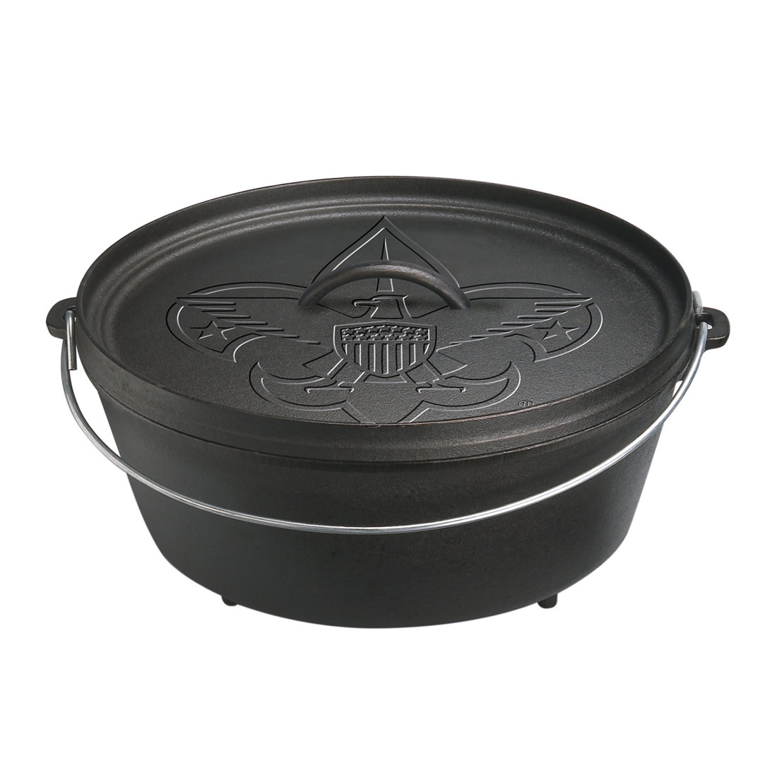 12 Inch / 6 Quart Cast Iron Boy Scout Camp Dutch Oven Lodge