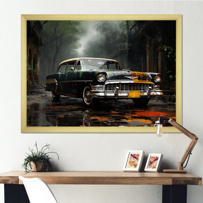 Noir Vintage Car Elegance II - salon d'art mural de voiture rétro